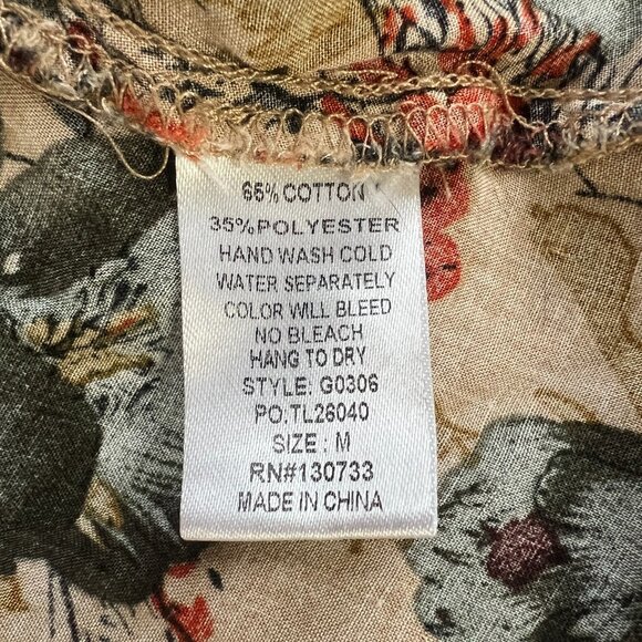 UMGEE Top Tan Floral Bell Sleeves Baby Doll Boho M Medium Cottagecore Fairy - Picture 7 of 8